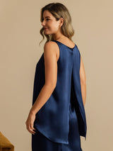 [Azul Oscuro] SilkSilky-ES Sleeveless Scoop Neck Top de tirantes 003