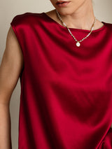 [Vino] SilkSilky-ES Cap Sleeve Round Neck Camisetas de Mujer 008