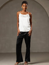 [Blanco] SilkSilky-ES Spaghetti Strap Top de tirantes 001