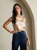 [Champán] SilkSilky-ES Sleeveless Round Neck Top de tirantes 003