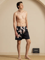 [Negro] SilkSilky-ES 19Momme Mens Sleep Bottoms 005