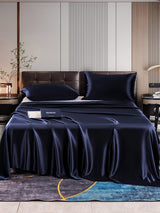 [Azul Oscuro] SilkSilky-ES 22Momme Juego de ropa de cama 001
