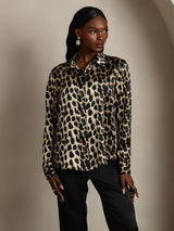 [Leopardo] SilkSilky-ES Long Sleeve Lapel Collar Blusas de Mujer 004