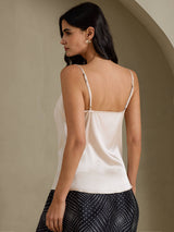 [Beige] SilkSilky-ES Spaghetti Strap Cowl Neck Top de tirantes 002