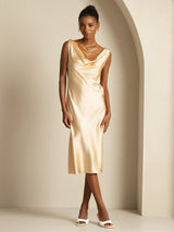 [Champán] SilkSilky-ES Sleeveless Cowl Neck Vestido 001