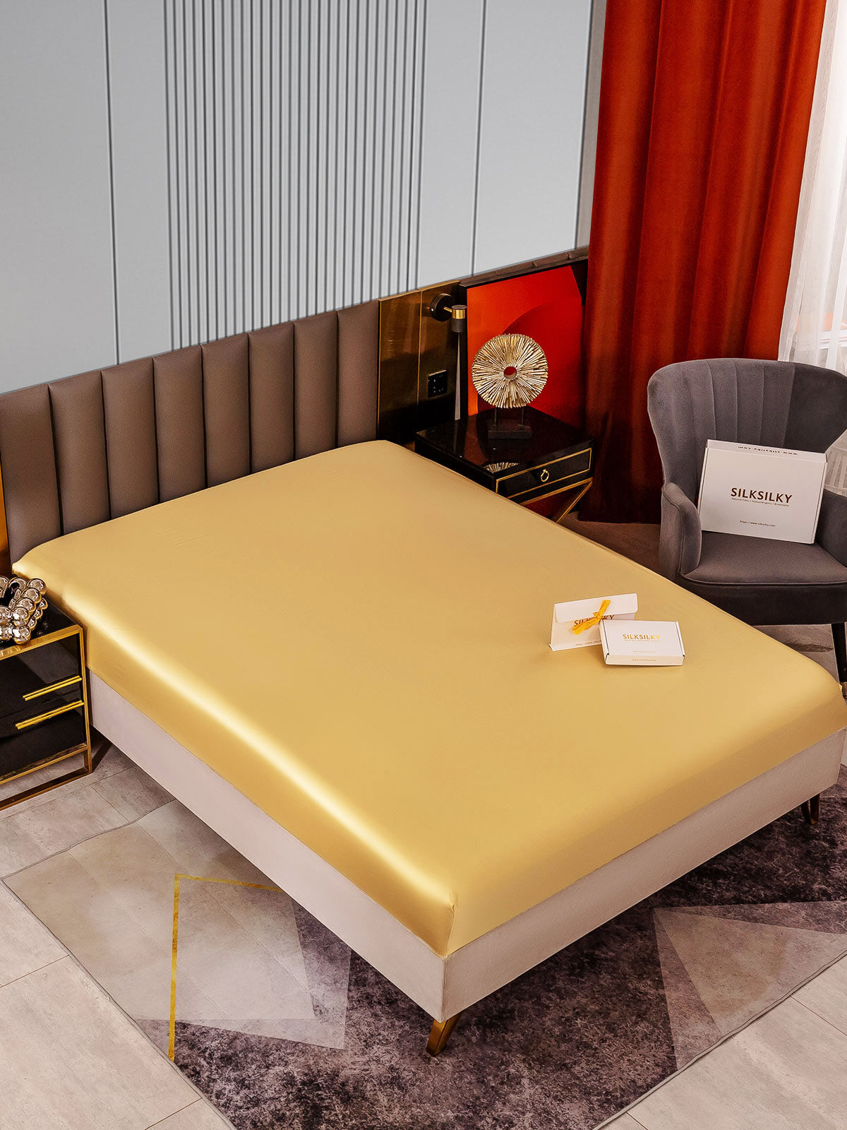 [Champán] SilkSilky-ES 22Momme Seda Pura Sheet 002