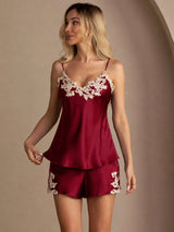[Vino] SilkSilky-ES Spaghetti Strap V Neck Conjunto de tirantes 004
