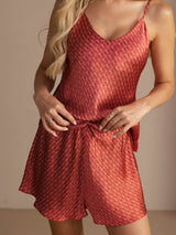 [Ginkgo Burdeos] SilkSilky-ES Spaghetti Strap V Neck Conjunto de tirantes 004