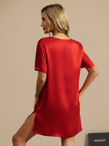 [Vino] SilkSilky-ES Half Sleeve V Neck Camisón 002