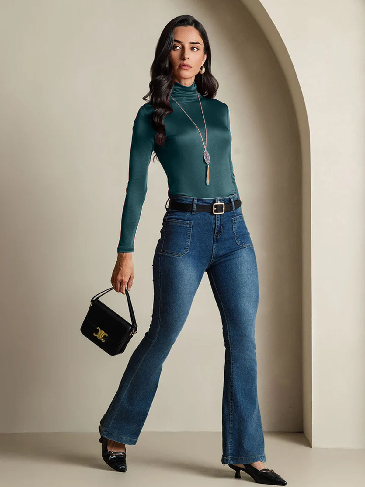 [Verde Oscuro] SilkSilky-ES Seda Womens T-Shirt 006,