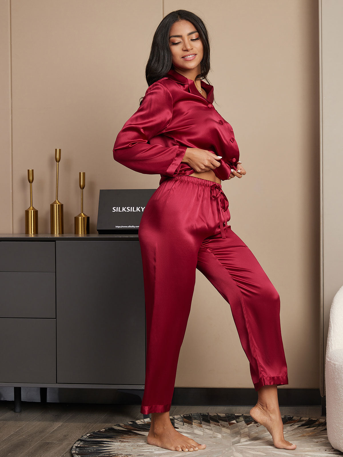 [Vino] SilkSilky-ES Seda Pura Womens Pajamas 005