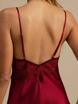 [Vino] SilkSilky-ES Spaghetti Strap Deep V Neck Camisón 005