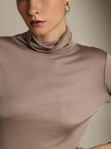[Caqui] SilkSilky-ES Manga larga Cuello de Tortuga Camisetas de Mujer 007