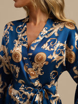 [Dragón Navy] SilkSilky-ES 3/4 Sleeve Bata de mujer 003