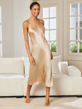 SilkSilky-ES Seda Pura Sin mangas Nightgown Champán 001