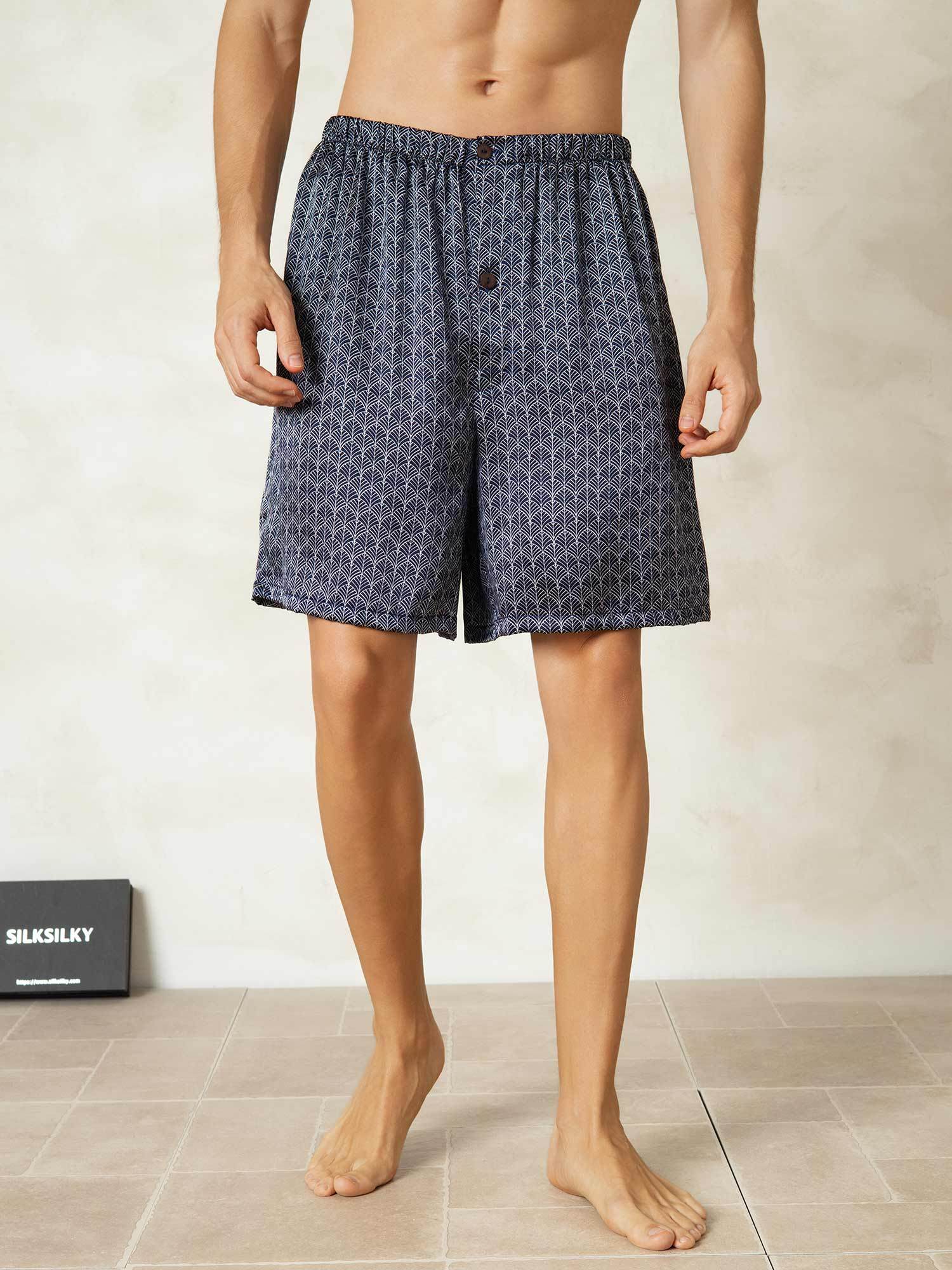 [GinkgoAzulMarino] SilkSilky-ES Seda Pura Mens Sleep Bottoms 001