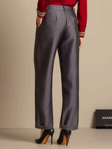 [Gris] SilkSilky-ES 32Momme Seda Womens Pants 002