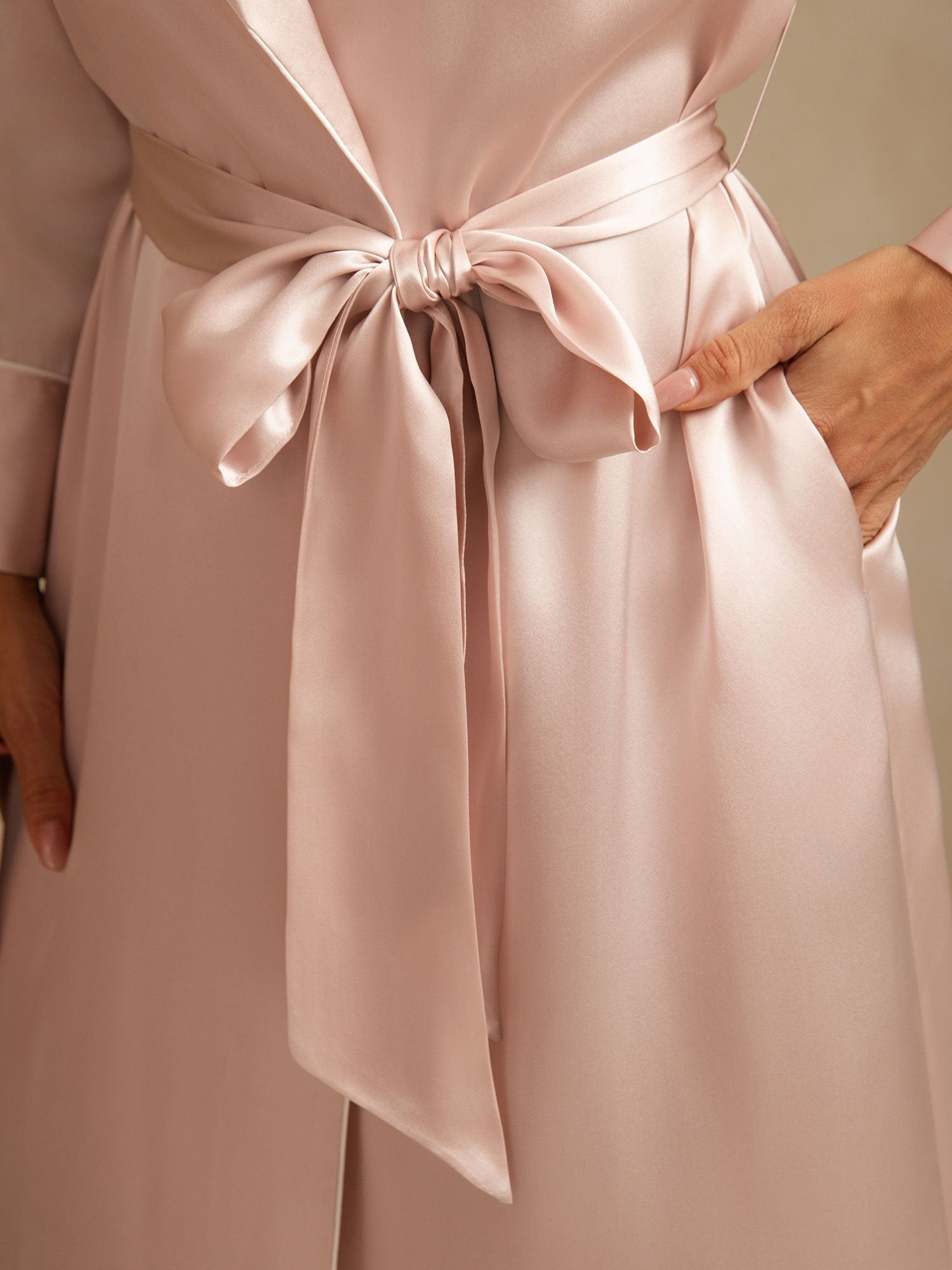 [Rosa] SilkSilky-ES Seda Pura Cuello Camisero Bata de mujer 005
