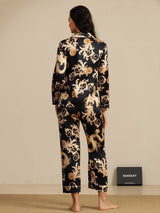 [Dragón Negro] SilkSilky-ES Long Sleeve Lapel Collar Pijamas de mujer 002