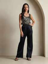 [Leopardo] SilkSilky-ES 19Momme Seda Cuello en U Top de tirantes 008,