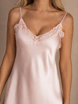 [Rosa] SilkSilky-ES Spaghetti Strap V Neck Camisón 004