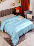 SilkSilky ES 19Momme Seda Pura Duvet Cover AzulClaro 001