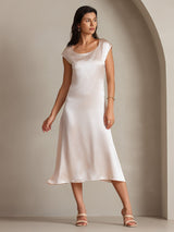 [Rosa] SilkSilky-ES Cap Sleeve Vestido 003