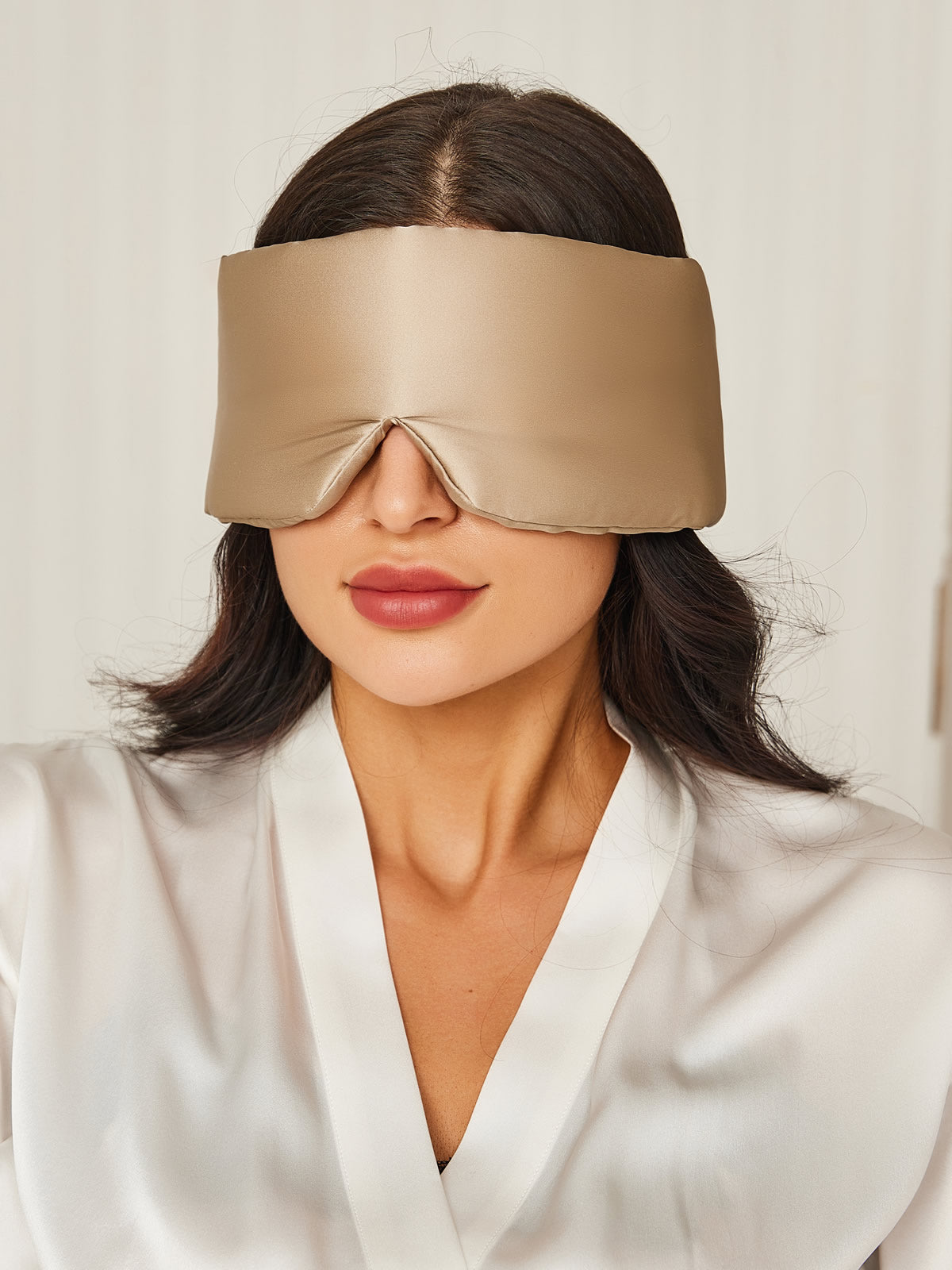 [Beige] SilkSilky-ES 19Momme Seda Pura Eye Mask 001