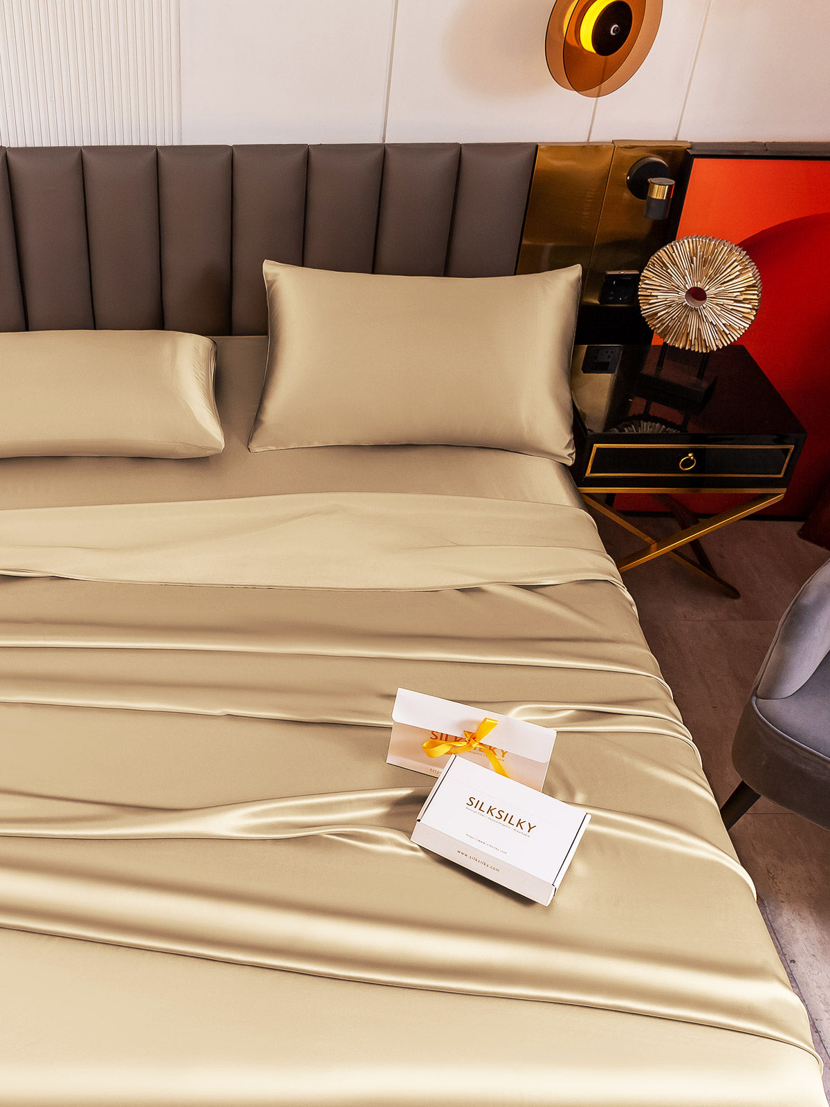 [Beige] SilkSilky-ES 19Momme Seda Pura Bedding Set 003