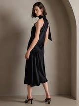 [Negro] SilkSilky-ES Sleeveless Halter Vestido 002