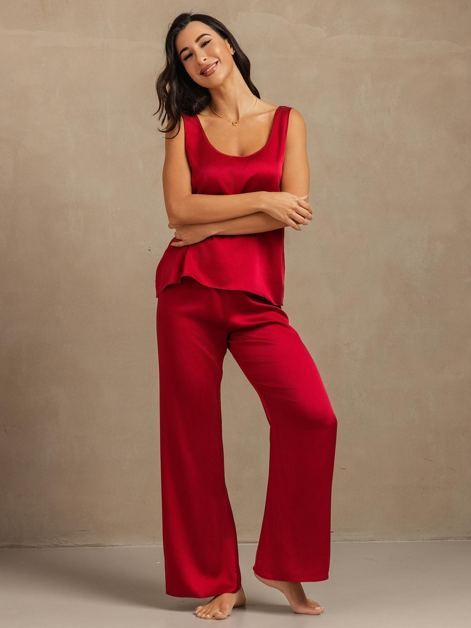 [Vino] SilkSilky-ES 19Momme Seda Womens Pajamas 001,