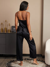 [Negro] SilkSilky-ES Spalline Sottili Cuello en V Conjunto de tirantes 003