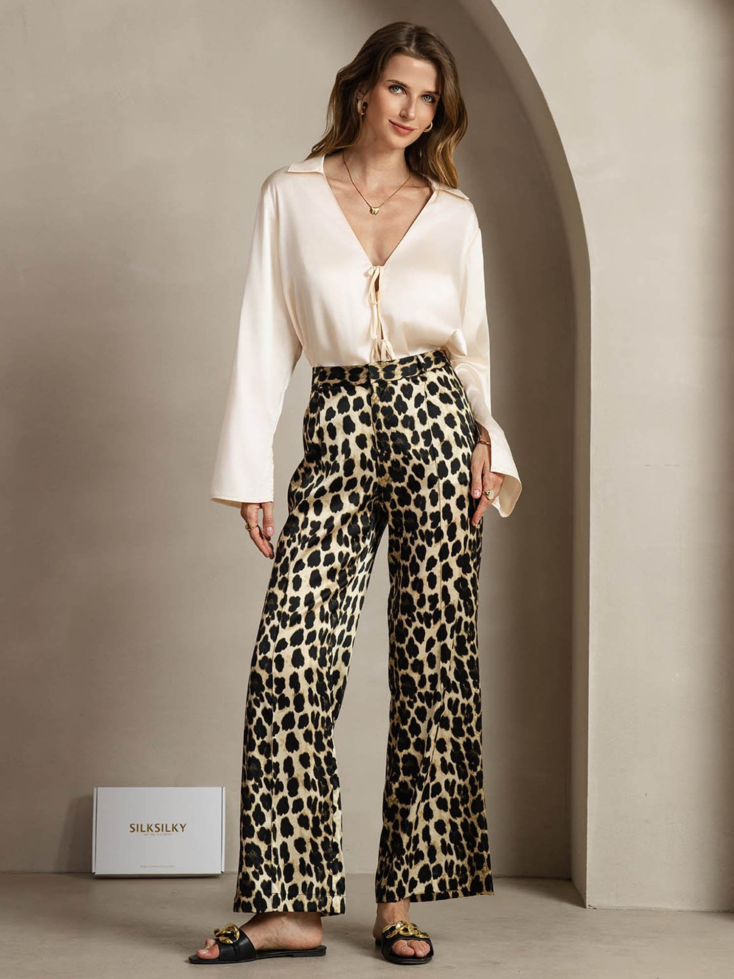 [Leopardo] SilkSilky-ES 19Momme Seda Womens Pants 004