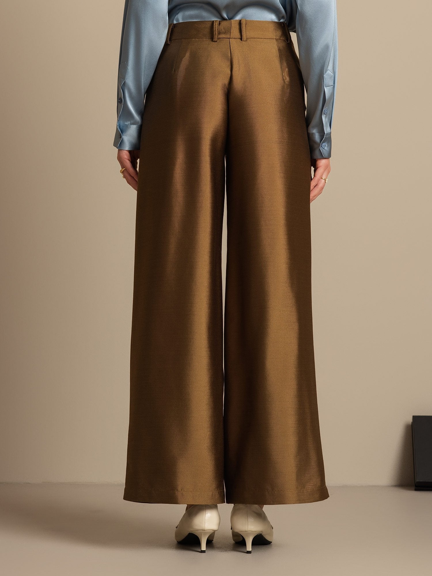 [Bronce] SilkSilky-ES 32Momme Silk-Wool Blend Womens Pants 002,