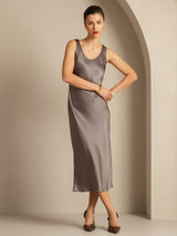 [Caqui Oscuro] SilkSilky-ES Sleeveless Vestido 003