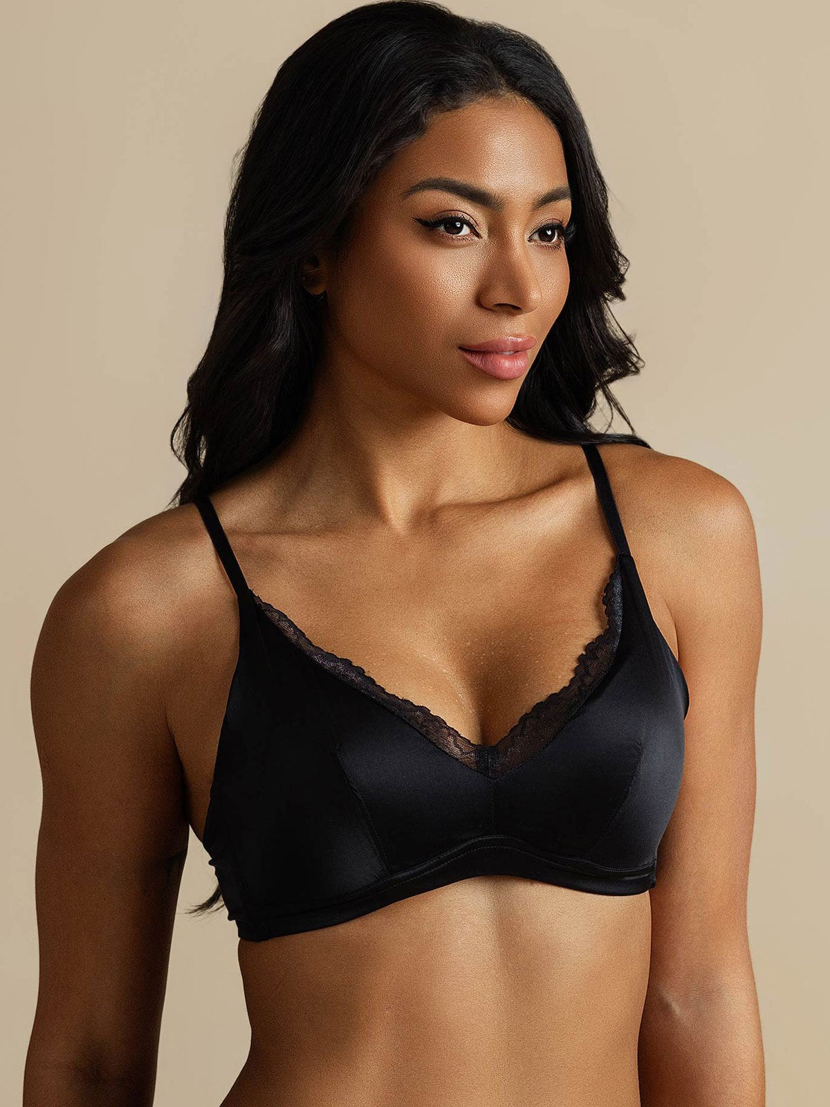 [Negro] SilkSilky-ES Seda Pura Bra 007