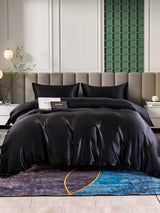 [Negro] SilkSilky-ES 25Momme Juego de ropa de cama 001