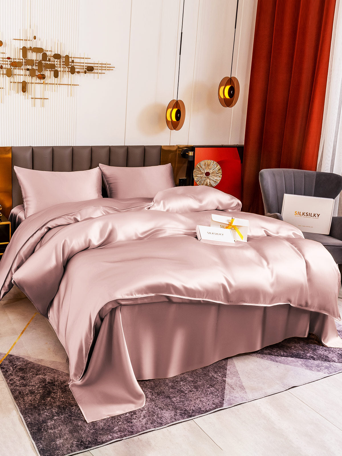 [Malva Pálido] SilkSilky-ES 19Momme Seda Pura Bedding Set 003
