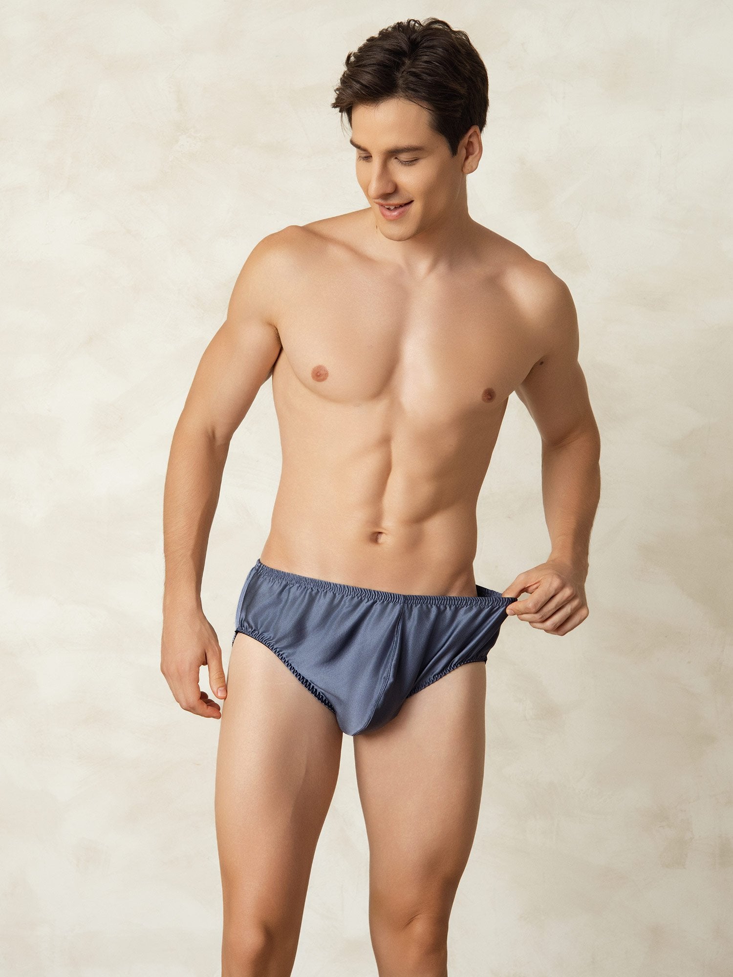 [AzulGrisáceo] SilkSilky-ES Seda Pura Mens Underwear 005