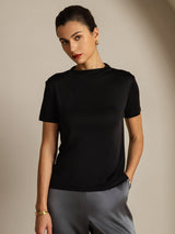 [Negro] SilkSilky-ES Short Sleeve Camisetas de Mujer 001