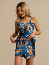 [Dragón Navy] SilkSilky-ES Spaghetti Strap V Neck Conjunto de tirantes 004