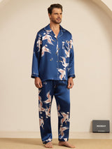 [Azul Oscuro] SilkSilky-ES Long Sleeve Notch Collar Pijamas de hombre 003