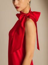[Rojo] SilkSilky-ES Sleeveless Halter Vestido 005