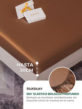 [Café] SilkSilky-ES 19Momme Juego de ropa de cama 004