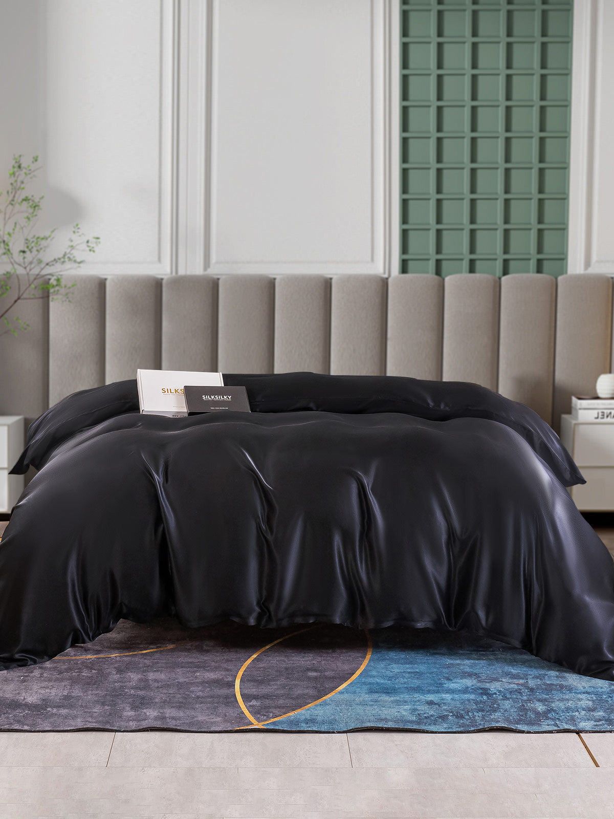 [Negro] SilkSilky-ES 25Momme Seda Pura Duvet Cover 003