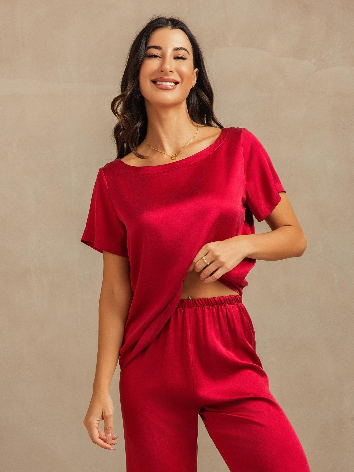 [Vino] SilkSilky-ES 19Momme Seda Womens Pajamas 008