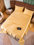 SilkSilky ES 25Momme Seda Pura Bedding Set Champán 004