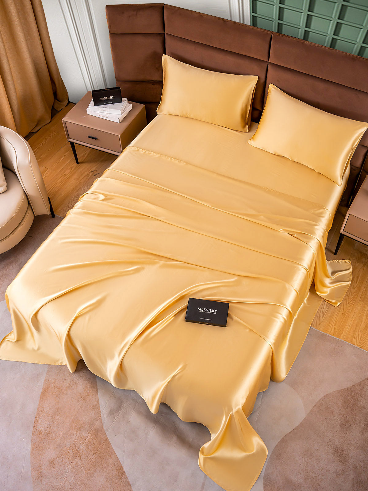 [Champán] SilkSilky-ES 25Momme Seda Pura Bedding Set 005