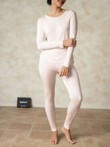 [Rosa Claro] SilkSilky-ES Long Sleeve Round Neck Ropa Interior Larga Mujer 004