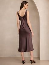 [Café] SilkSilky-ES Sleeveless Vestido 002